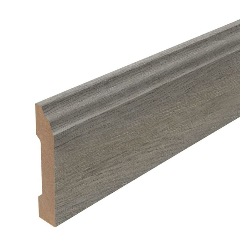 Simple Solutions Laminate Wallbase Molding MBSP-05935 coordinates with Pergo Standout Grey Oak, HDC Disher Oak, Submarine