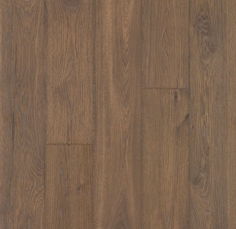 Pergo South Haven Oak LF000891 Waterproof Laminate Flooring - swatch of heavy grained and knotted earthy rustic brown tobacco color wood floor with wide 7.5